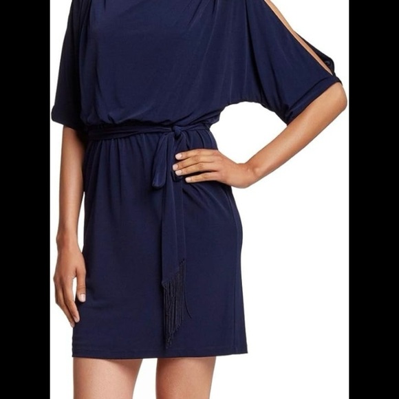 Jessica Simpson Blue Sheath Cold Shoulder Dress - Picture 1 of 9